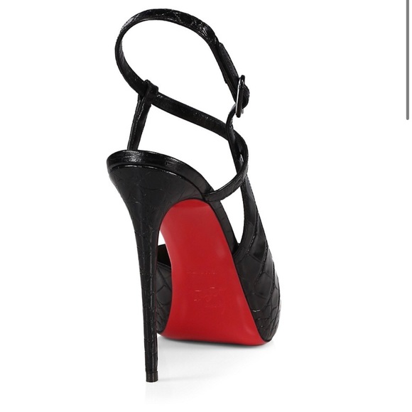 CHRISTIAN LOUBOUTIN Jenlove Alta Leather Croc Embossed Peep Toe Pumps - Picture 5 of 10